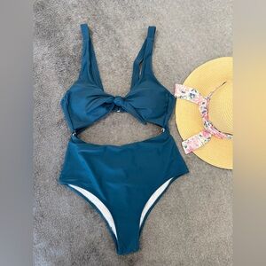 Teal Cutout One-Piece Swimsuit